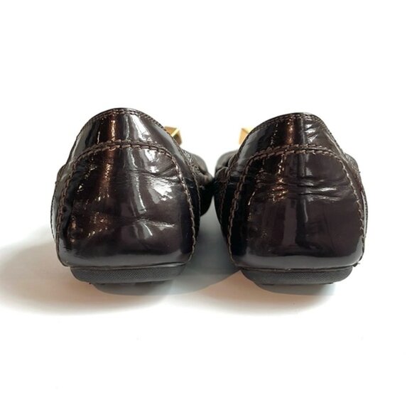 Louis Vuitton Lovely Brown Monogram Canvas Cube Patent-Leather-Trim Flats - Picture 3 of 11